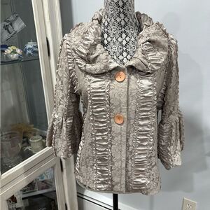 Damee Inc  Lace Ruffle Blazer - Cream
